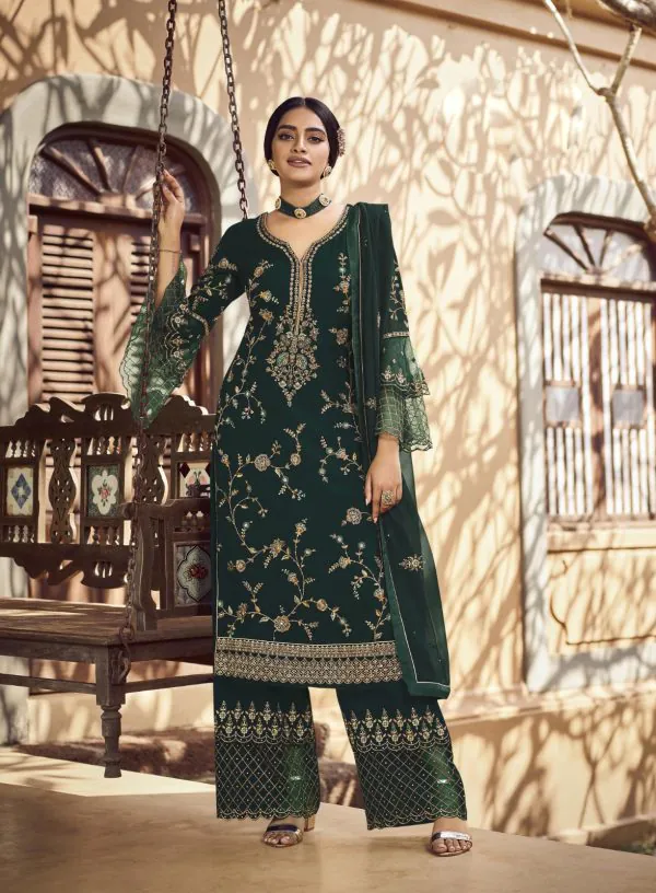 Special Blue Color Georgette Embroidery Stone Work Sharara Suit