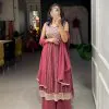 Stunning Red Color Georgette With Heavy Embroidery Sequence Work Party Wear Gown