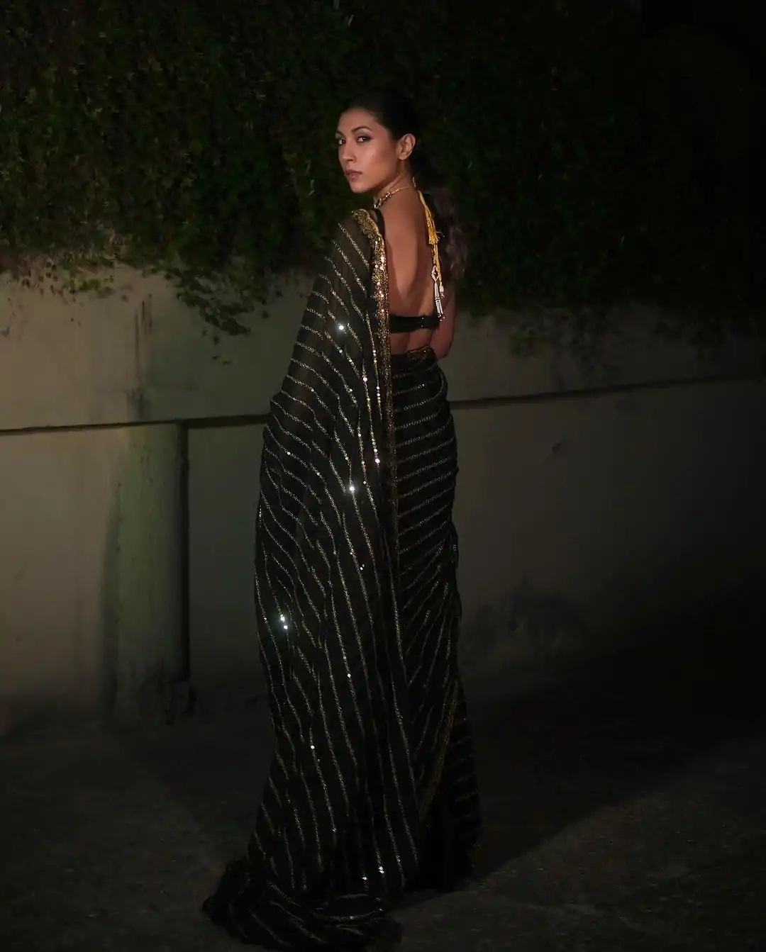 Superb Black Color Georgette With Heavy Sequins Embroidery Work Saree - Image 2