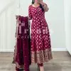 Peaceful Rani Pink Color Georgette Embroidery Sequence Work Gown