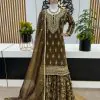 Ravishing Coffee Color Georgette Embroidery Sequence Work Sharara Suit