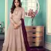 Adorable Peach Color Gown Georgette With Embroidery Work