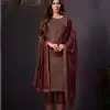 Awesome Brown Heavy Rangoli With Coding Sequence Embroidery Work Salwar Suit