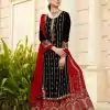 Black Georgette Embroidered Sharara Suit With Real Mirror Work