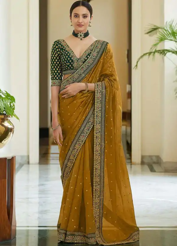 dazzling-yellow-color-heavy-border-vichitra-silk-wedding-saree