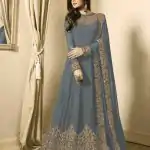 Floor Length Anarkali For Women's In Grey Color With Heavy Georgette