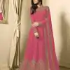 Floor Length Anarkali For Women's In Pink Color With Heavy Georgette