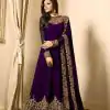 Floor Length Anarkali For Women's In Voilet Color With Heavy Georgette
