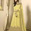 Floor Length Anarkali For Women's In Yellow Color With Heavy Georgette