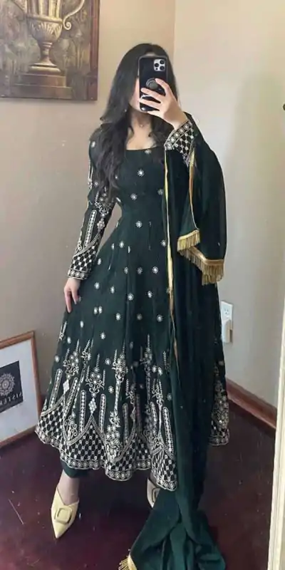go-on-fancy-look-with-green-color-sequins-embellished-anarkali
