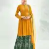 Latest Yellow Color Georgette With Embroidery Work Sharara Suit