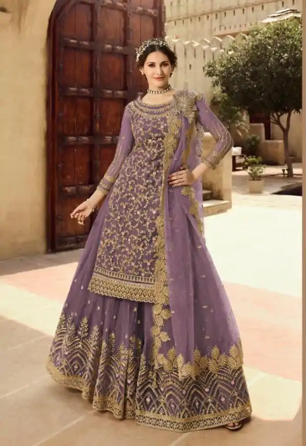 Artful Light Purple Color Georgette Soft Net Sequence Embroidery Work Lehenga Choli