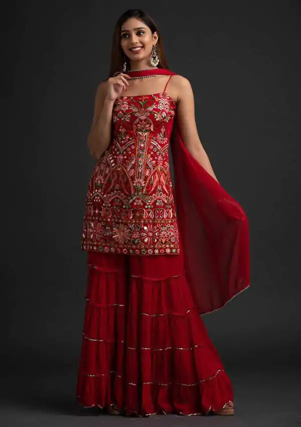 magnificent-red-colour-georgette-with-real-mirror-work-sharara