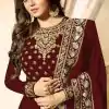 Wonderful Red Color Faux Georgette & Codding Embroidery work Suit