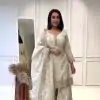 Aesthetic White Color Heavy Chinnon Silk Embroidery Sharara Suit