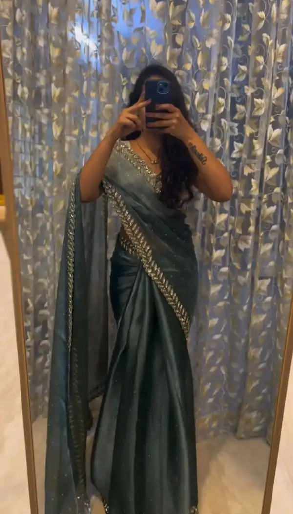 Alluring Green Color Jimmy choo Thread Sequence Work Saree