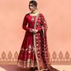 Alluring Red Color Georgette Embroidery Sequence Salwar Suit