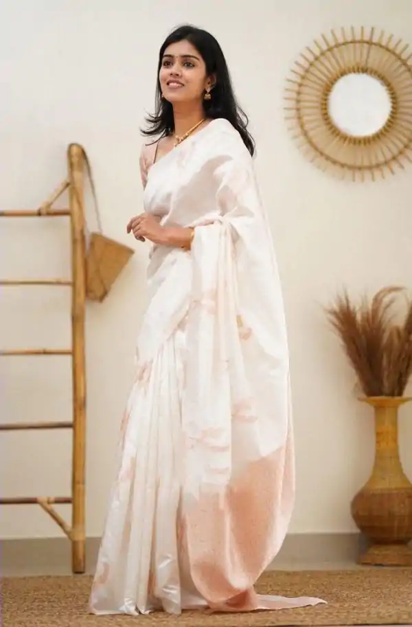 Artful Off White Color Soft Lichi Silk Cloth Rich Pallu All Over Saree