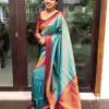 Beautiful Blue Color Soft Lichi Silk Cloth Rich Pallu All Over Saree