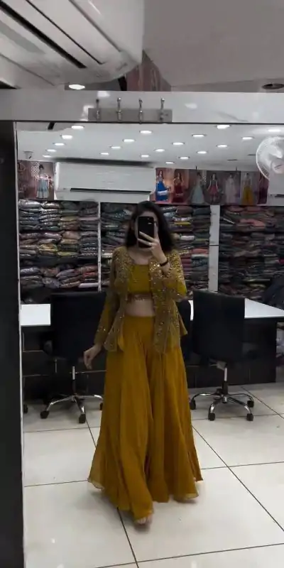 Beautiful Yellow Color Georgette Thread Sequence Salwar Suit