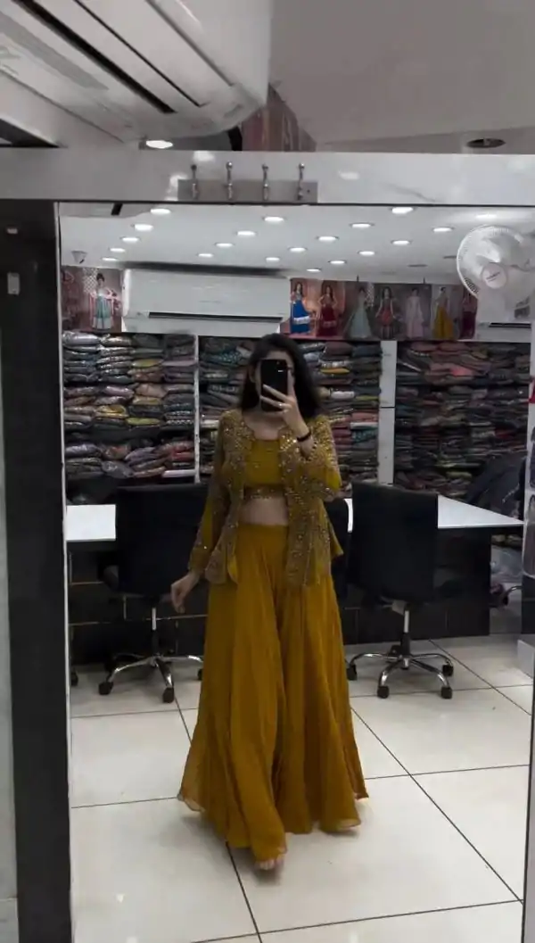 Beautiful Yellow Color Georgette Thread Sequence Salwar Suit