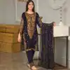 Cute Navy Blue Color Faux Georgette Embroidery Sequence Work Salwar Suit