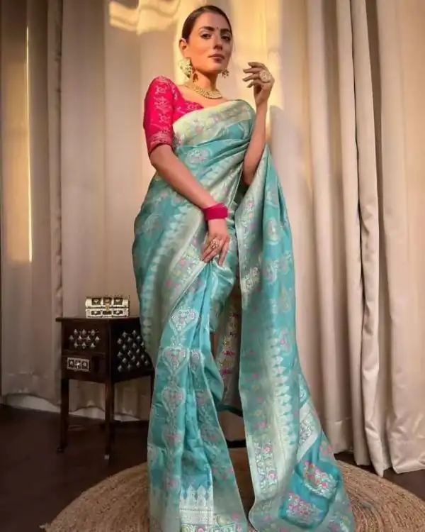 Dazzling Blue Color Soft Lichi Silk Cloth Rich Pallu All Over Saree