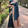 Dazzling Peacock Green Color Soft Lichi Silk Rich Pallu Saree
