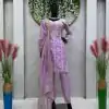 Dazzling Purple Color Tabby Organza Thread Sequence Work Kurti