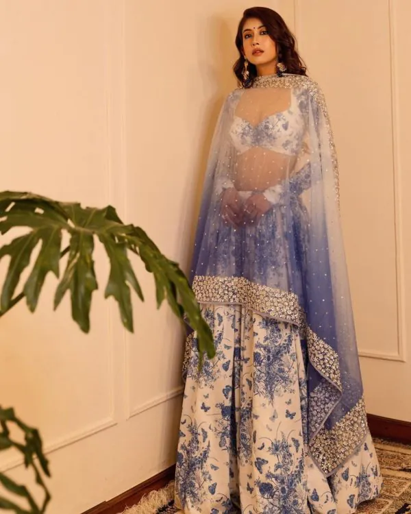 Dazzling White Color Georgette Digital Printed Lehenga Choli
