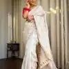 Dazzling White Soft Lichi Silk Cloth Rich Pallu All Over Saree