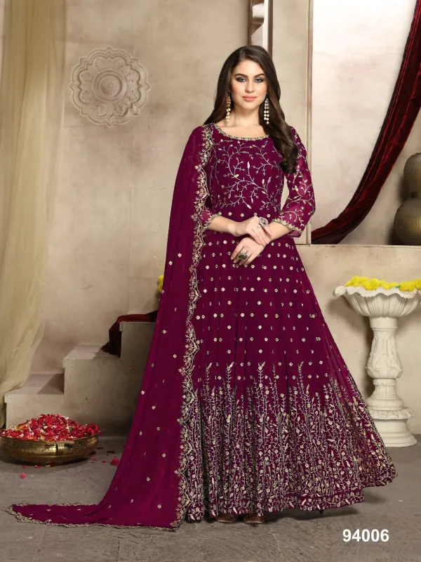 Elegant Maroon Color Georgette Multi Thread Zari Anarkali Suit