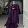 Elegant Wine Color Georgette Plain Top Plain Plaza And Dupatta