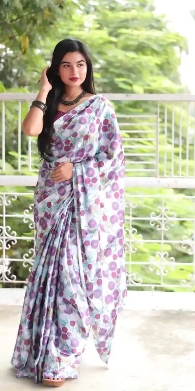 Exquisite Light Purple Color Devsena Soft Silk Saree Digital Saree