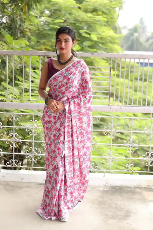 Exquisite Pink Color Devsena Soft Silk Saree Digital Printed Saree
