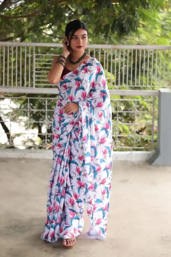 Exquisite White Color Devsena Soft Silk Saree Digital Print Saree