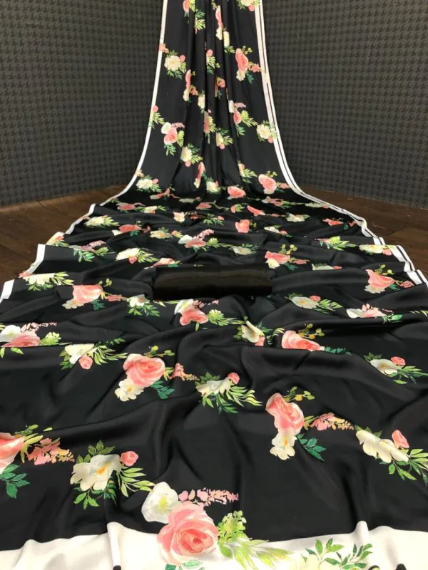 Fancy Light Black Color Devsena Soft Silk Saree Digital Print Saree