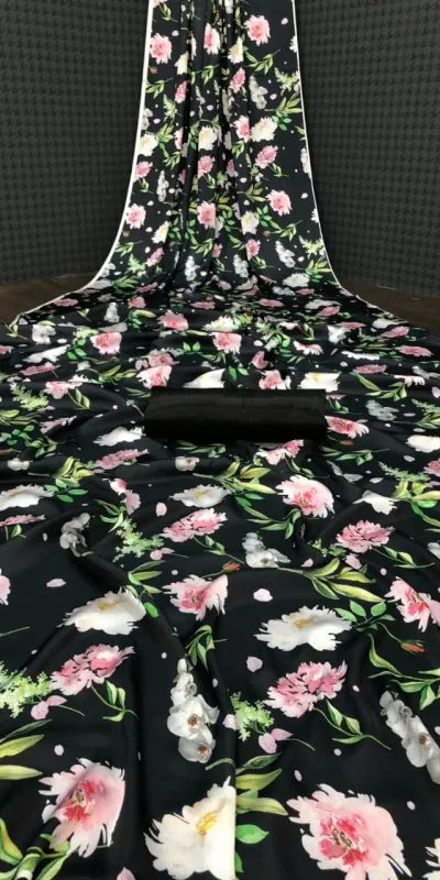 Fancy Black Color Devsena Soft Silk Saree Digital Print Saree