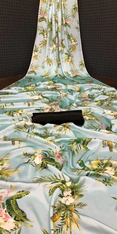 Fancy Icy Green Color Devsena Soft Silk Saree Digital Print Saree
