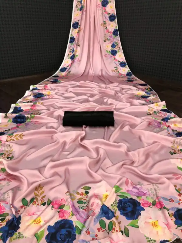 Fancy Peach Color Devsena Soft Silk Saree Digital Print Saree