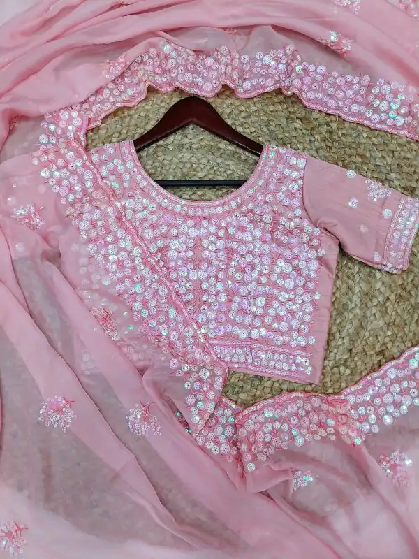 Fancy Pink Color Pure Soft Tabby Organza Butta ND Work Saree