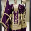 Fancy Purple Chinnon Silk Embroidery Coding Dori Salwar Suit
