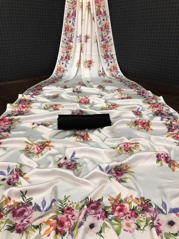 Fancy White Color Devsena Soft Silk Saree Digital Print Saree