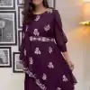 Fancy Wine Color Georgette Thread With Sequence Anarkali Suit