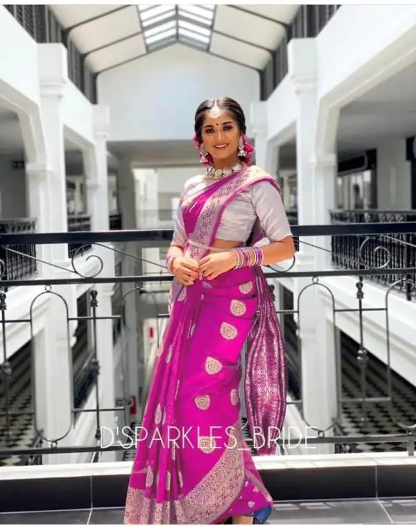 Fashionable Pink Color Soft Lichi Silk Beautiful Rich Pallu Saree