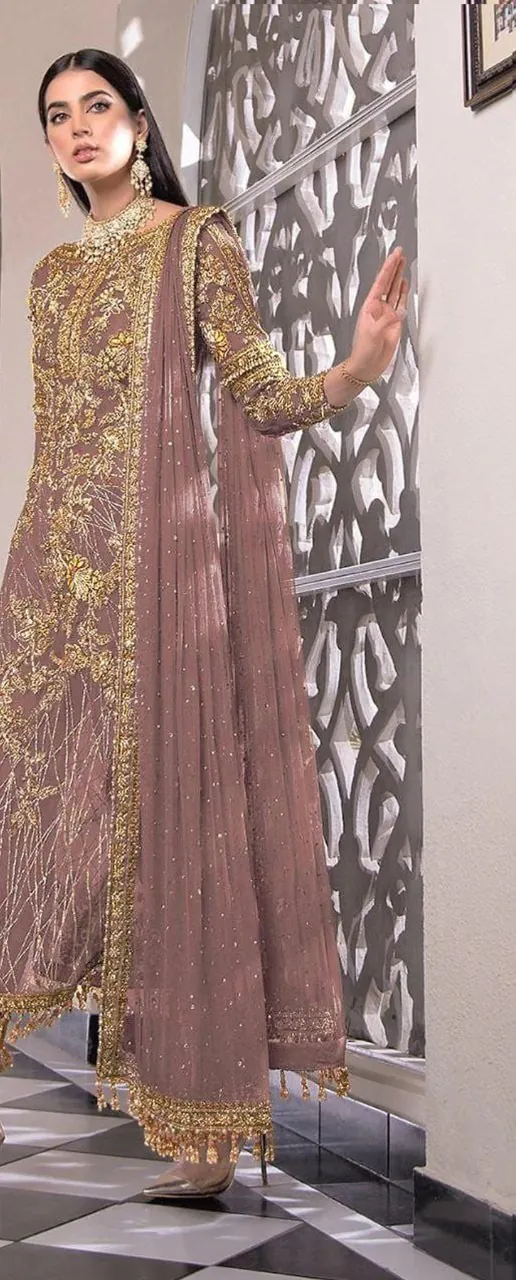 Feminine Magenta Color Net Embroidery Diamond Sharara Suit