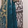 Feminine Navy Blue Color Net Embroidery Diamond Sharara Suit