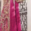 Feminine Pink Color Net Embroidery Diamond Work Sharara Suit