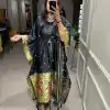 Glamorous Black Color Jacquard Zari Kaftan Lace Border Kurti