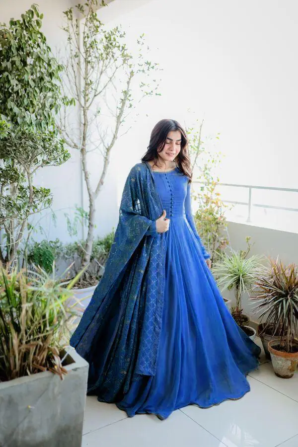 Glamorous Royal Blue Color Georgette Embroidery Anarkali Suit